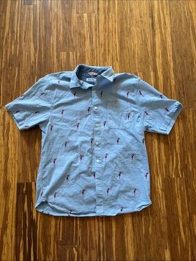 Tommy Bahama Light Blue Short-Sleeve Button-down - missing bottom button